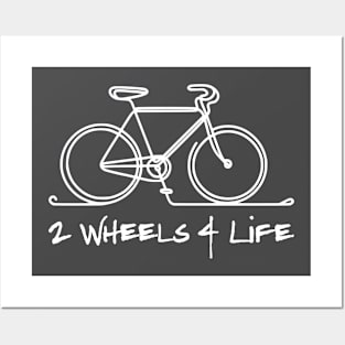 Bicycle line art 2 wheels 4 life - White Posters and Art